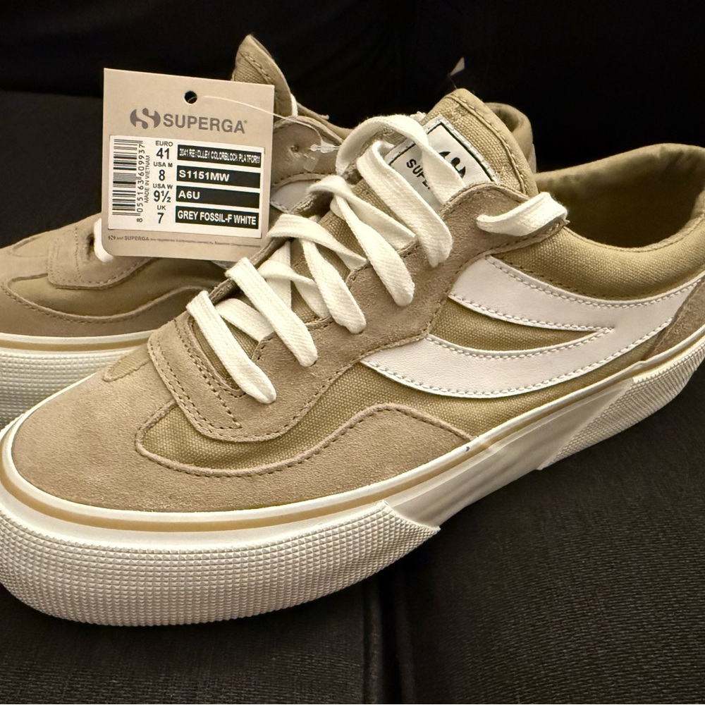 Superga Tan and White Casual Sneakers